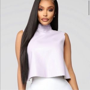 High neck open back faux lilac top FASHIONNOVA SzM